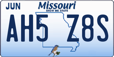 MO license plate AH5Z8S