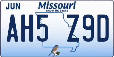 MO license plate AH5Z9D