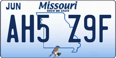 MO license plate AH5Z9F