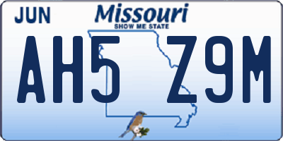 MO license plate AH5Z9M