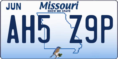 MO license plate AH5Z9P