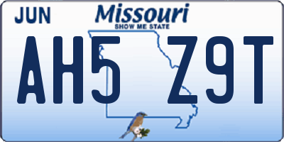 MO license plate AH5Z9T