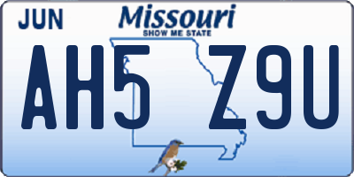 MO license plate AH5Z9U