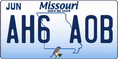 MO license plate AH6A0B