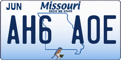 MO license plate AH6A0E
