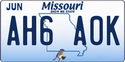 MO license plate AH6A0K