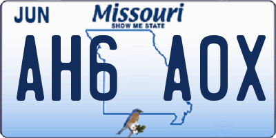 MO license plate AH6A0X