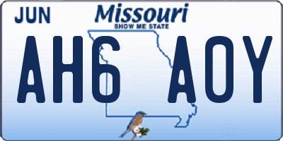 MO license plate AH6A0Y