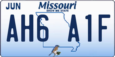 MO license plate AH6A1F