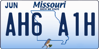 MO license plate AH6A1H