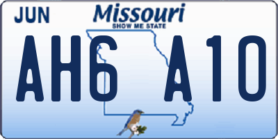 MO license plate AH6A1O