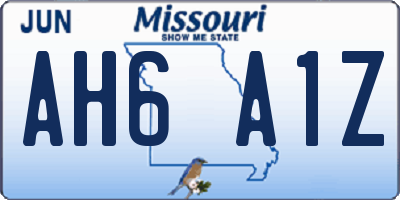 MO license plate AH6A1Z