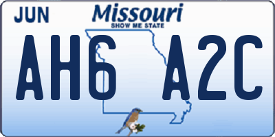 MO license plate AH6A2C