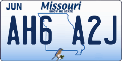 MO license plate AH6A2J