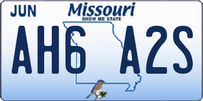 MO license plate AH6A2S