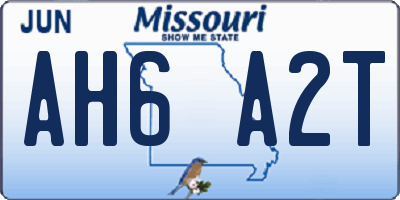 MO license plate AH6A2T
