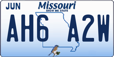 MO license plate AH6A2W