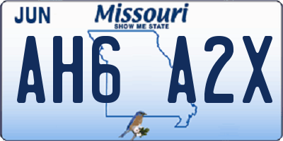 MO license plate AH6A2X