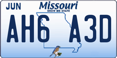 MO license plate AH6A3D