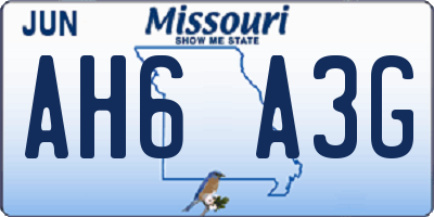 MO license plate AH6A3G