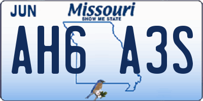 MO license plate AH6A3S