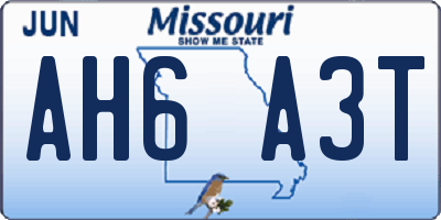 MO license plate AH6A3T
