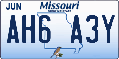 MO license plate AH6A3Y