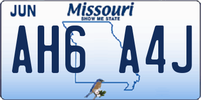 MO license plate AH6A4J