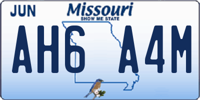 MO license plate AH6A4M