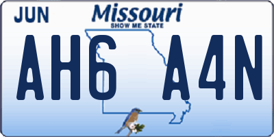 MO license plate AH6A4N