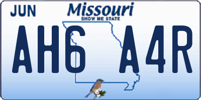 MO license plate AH6A4R