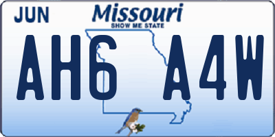 MO license plate AH6A4W
