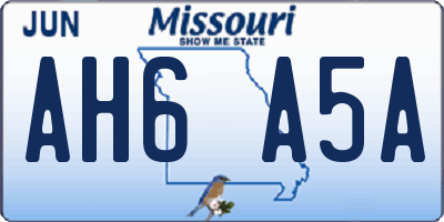 MO license plate AH6A5A