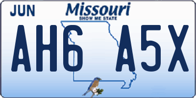 MO license plate AH6A5X