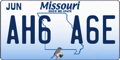 MO license plate AH6A6E