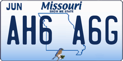 MO license plate AH6A6G