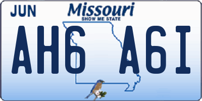 MO license plate AH6A6I