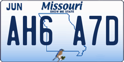 MO license plate AH6A7D