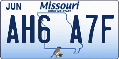 MO license plate AH6A7F