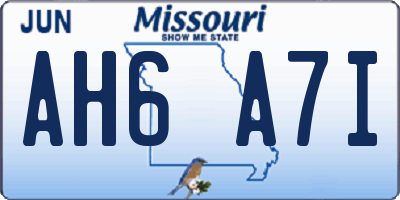 MO license plate AH6A7I