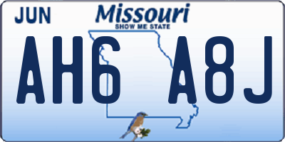 MO license plate AH6A8J
