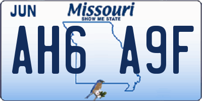 MO license plate AH6A9F