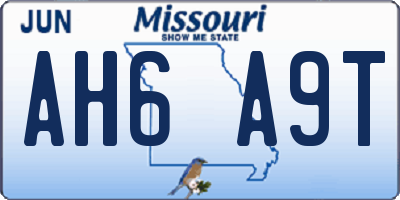 MO license plate AH6A9T