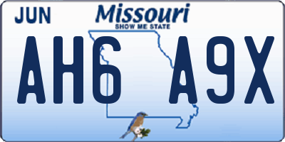MO license plate AH6A9X