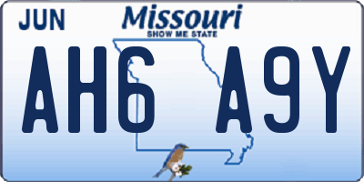 MO license plate AH6A9Y