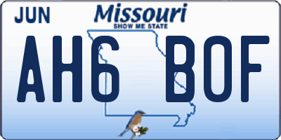 MO license plate AH6B0F