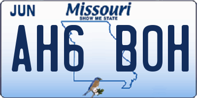 MO license plate AH6B0H