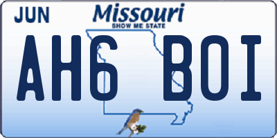 MO license plate AH6B0I