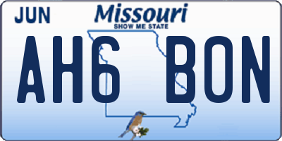 MO license plate AH6B0N