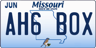 MO license plate AH6B0X
